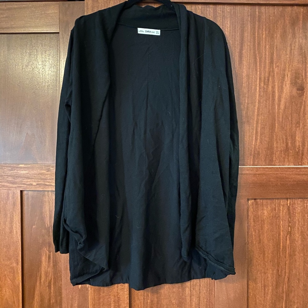 Zara Black Open Front Cardigan Size Large